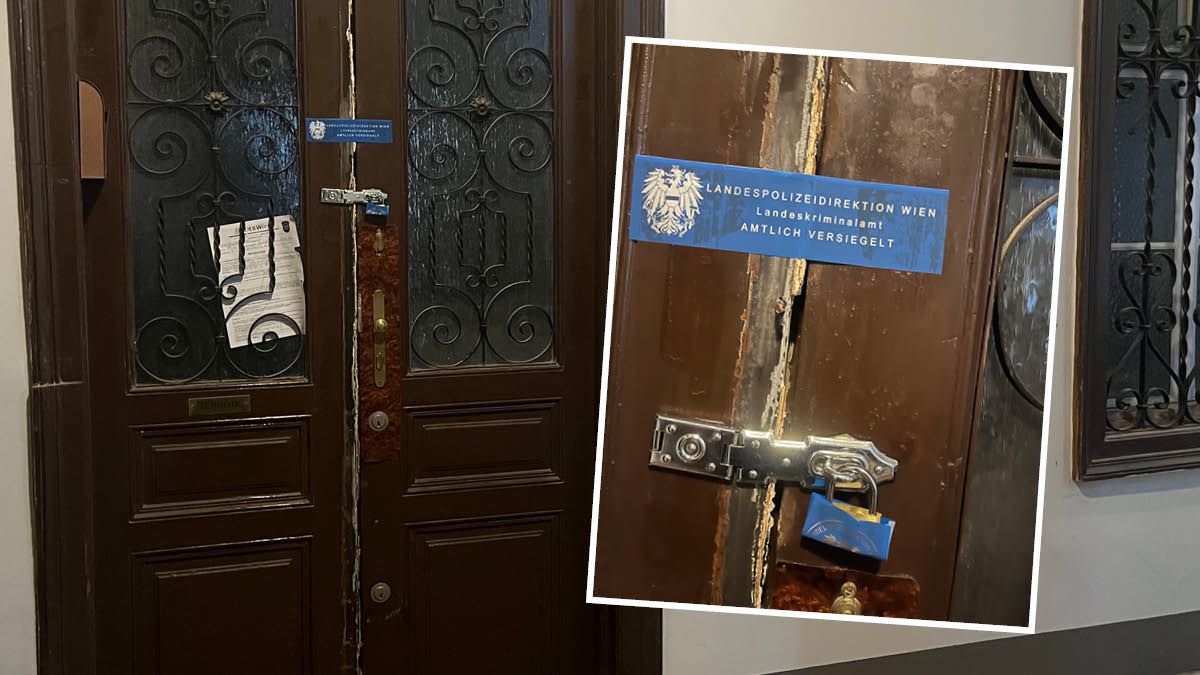 Auch diese Wohnung in Wien wurde von der Polizei versiegelt. Hier soll der Sohn der einbetonierten Frau gelebt haben.