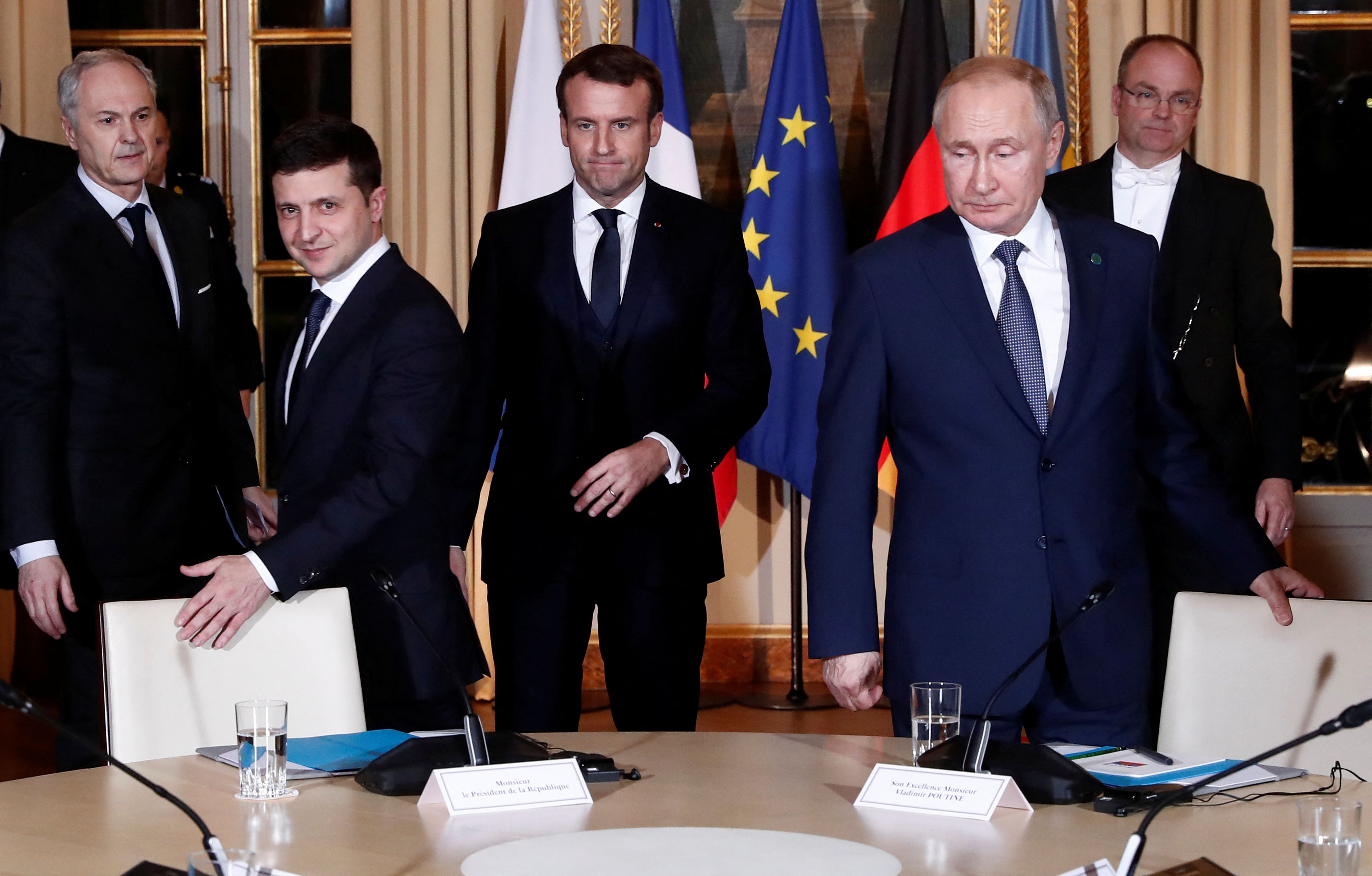 2019 kam es in Paris zum wohl letzten persönlichen Aufeinandertreffen von Kremls-Chef <strong>Wladimir Putin</strong> und dem ukrainischen Präsidenten <strong>Wolodymyr Selenskyj</strong>.