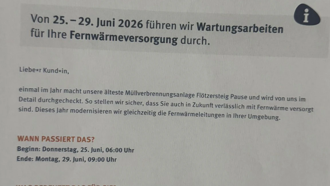 Keine Fernwärme Ende Juni für Hunderte haushalte in Wien.