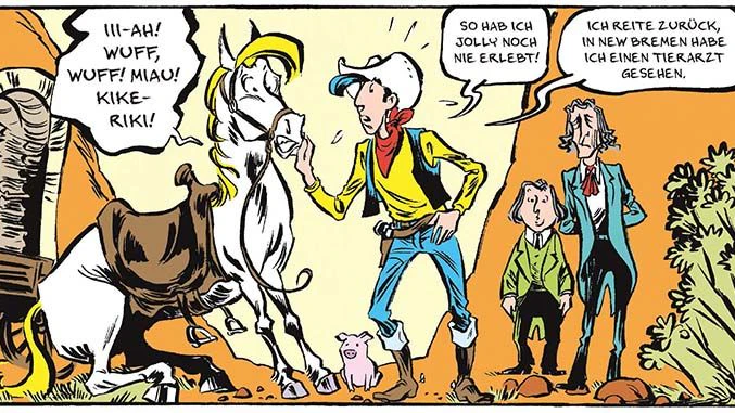 Lucky Luke und die Gebrüder Grimm im Wilden Westen.