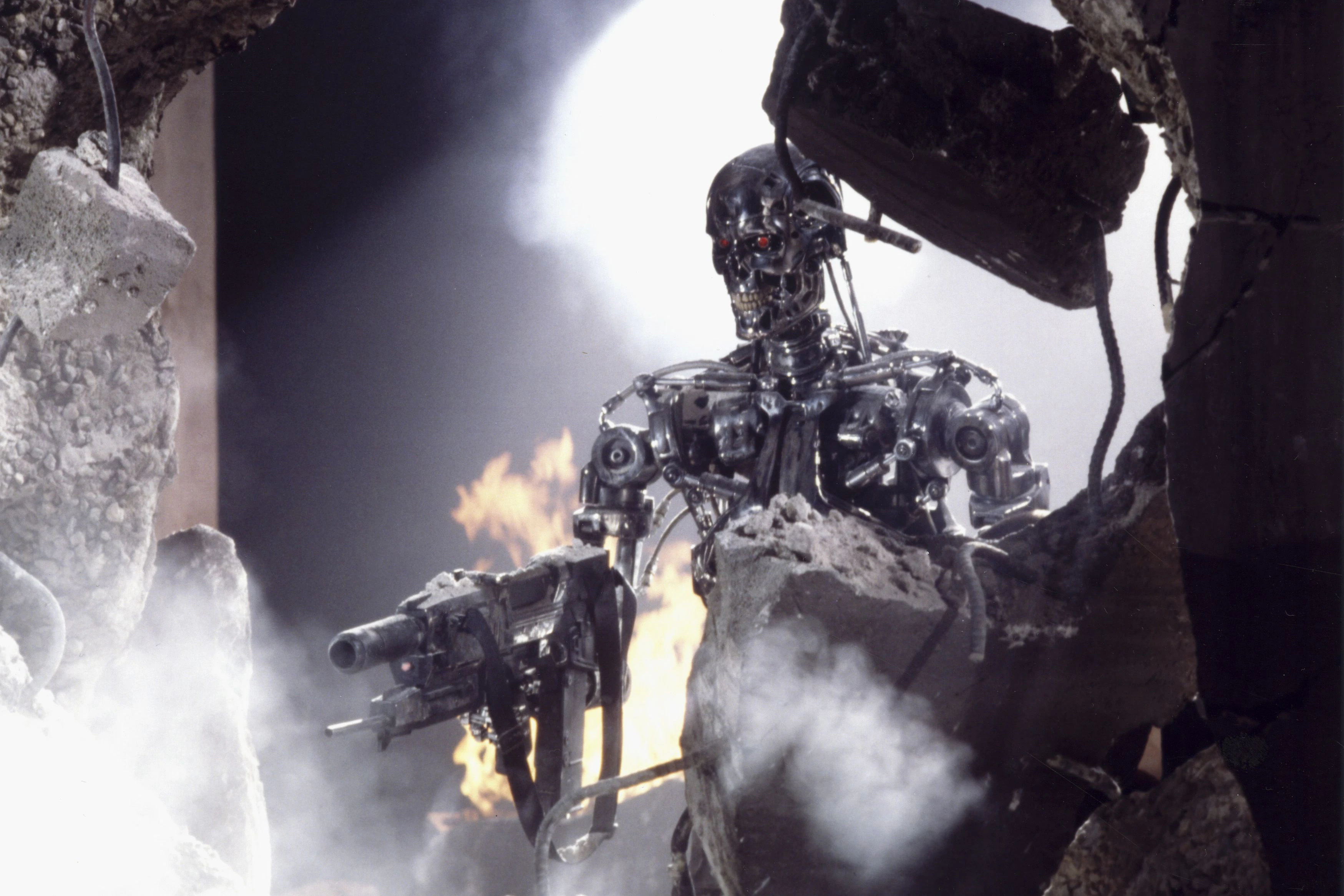 Szene aus "Terminator 2: Judgment Day": Die Maschinen könnten die Menschen auch in der Realität entmachten, sagen KI-Skeptiker