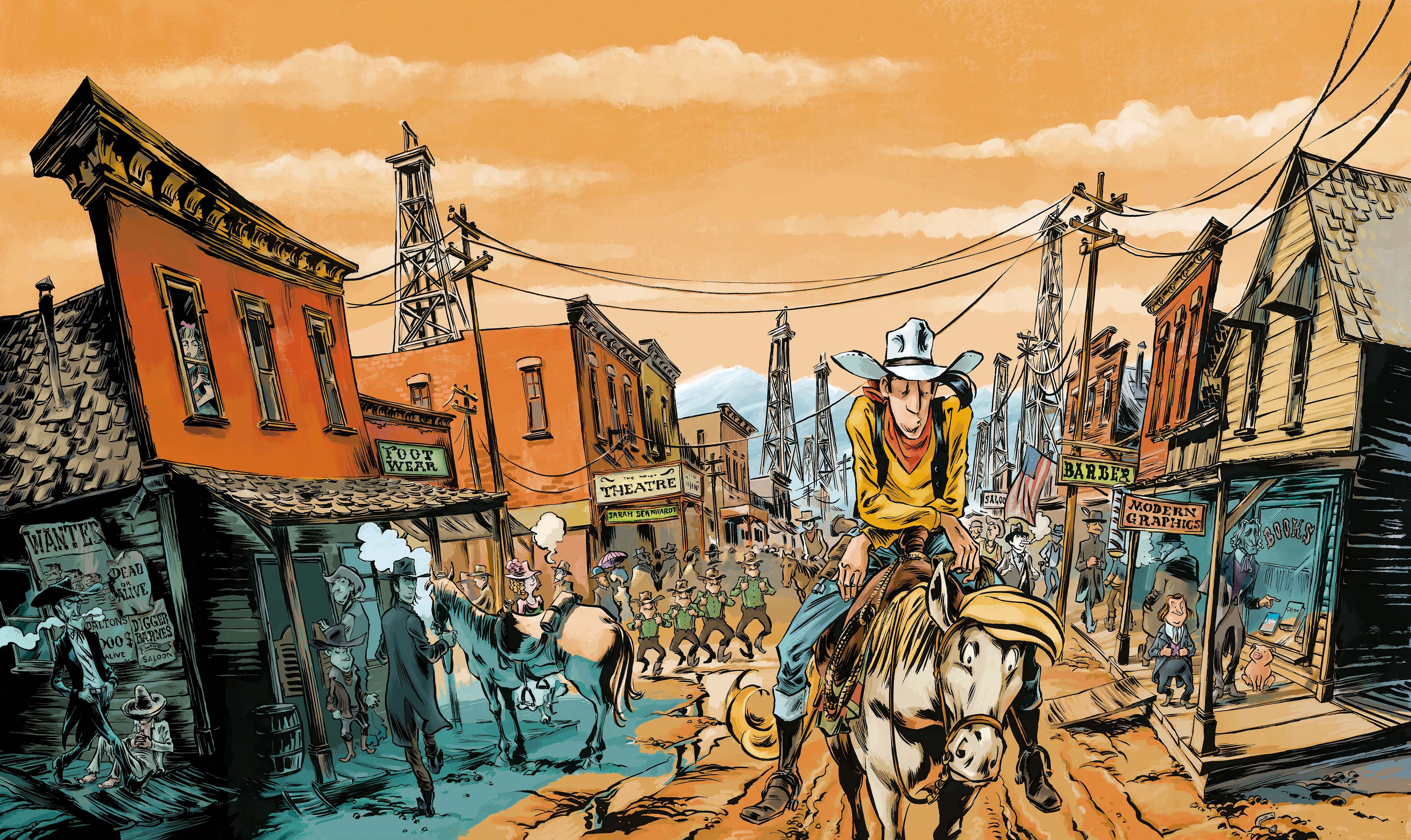 Lucky Luke reitet wieder. Auch nach 80 Jahren immer noch an seiner Seite, Jolly Jumper.