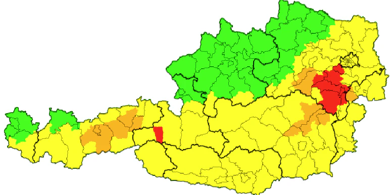 Aktuelle Unwetterwarnungen für Österreich