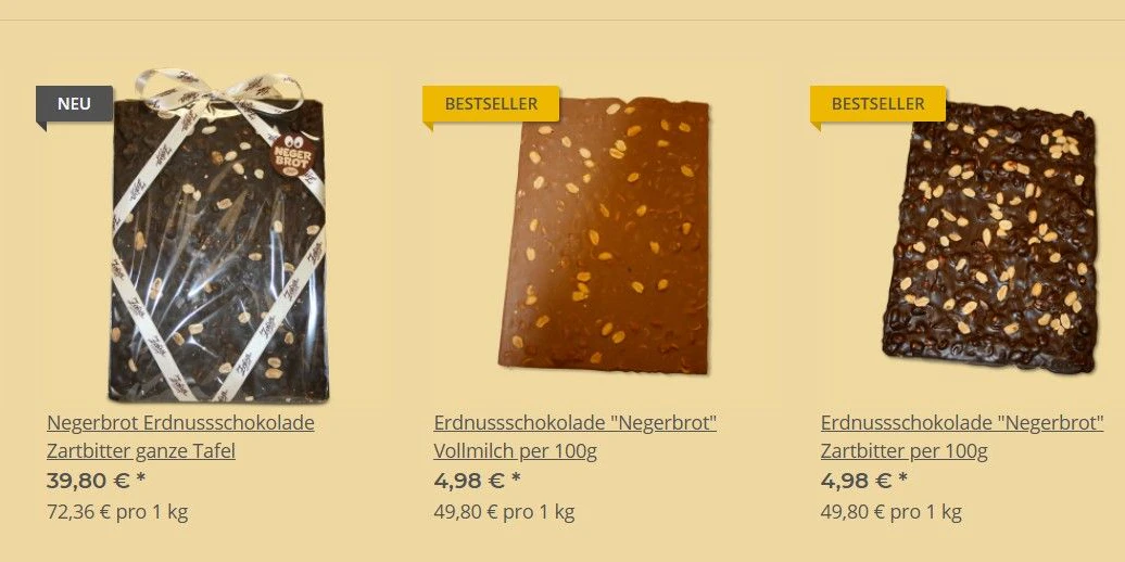 So werden die Produkte im Onlineshop präsentiert.