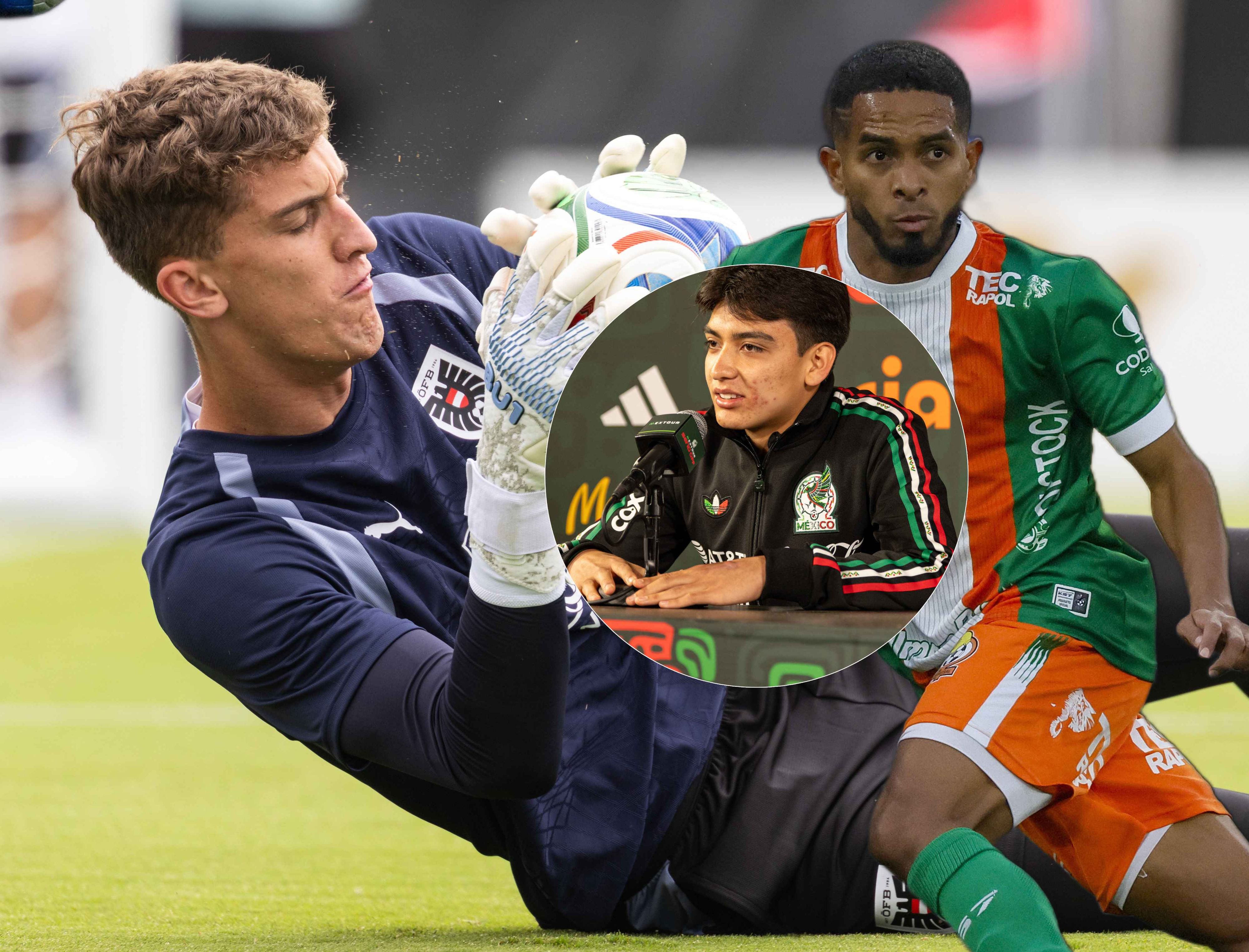 Wiegele (l.) ist der größte WM-Spieler, Gilberto Mora der jüngste Teilnehmer, Cesar Yanis der kleinste Kicker.
