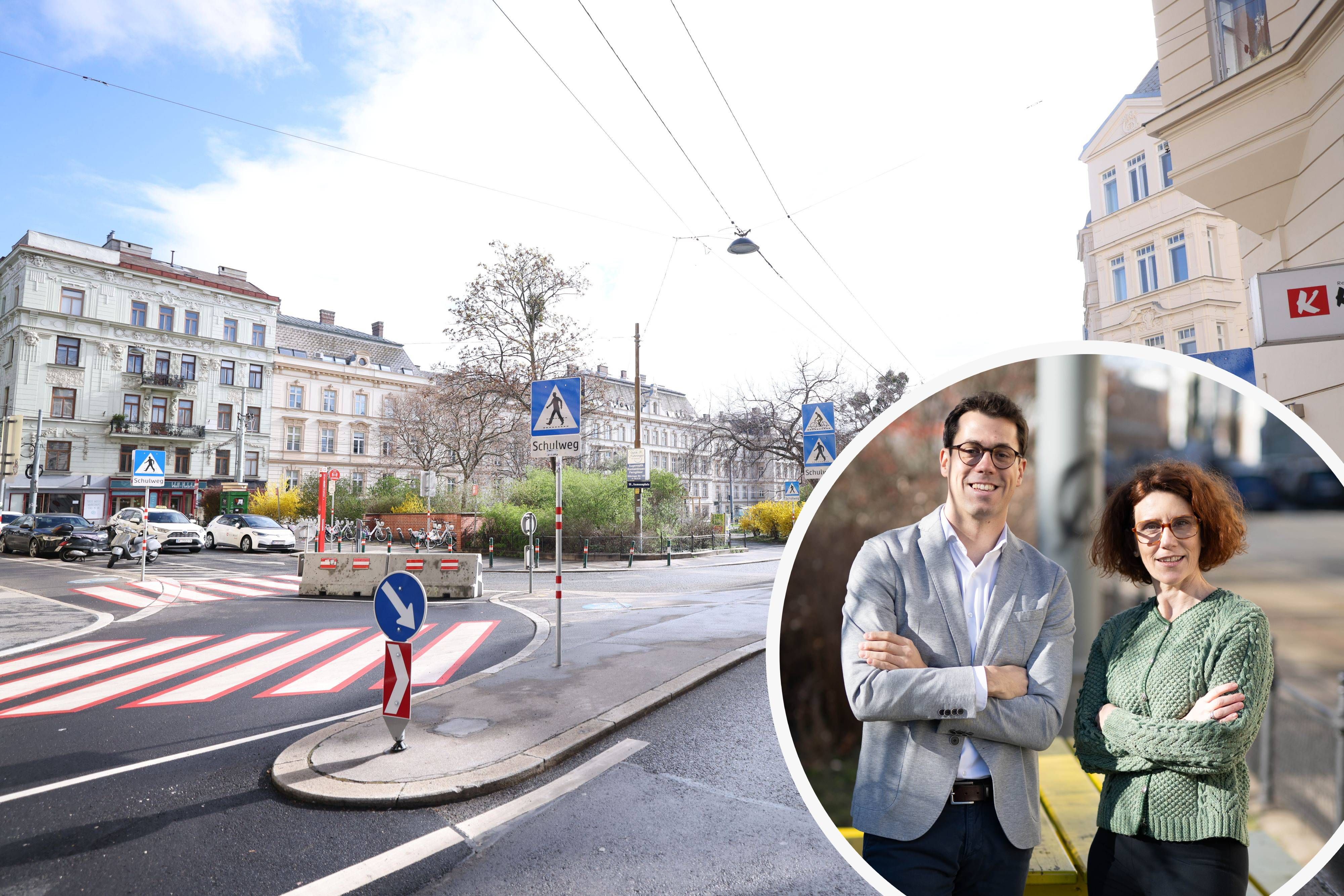 ÖVP-Bezirksvorsteher Stellvertreter Oliver Möllner und ÖVP-Klubobfrau Beate Marx sehen das Vorhaben am Aumannplatz skeptisch.