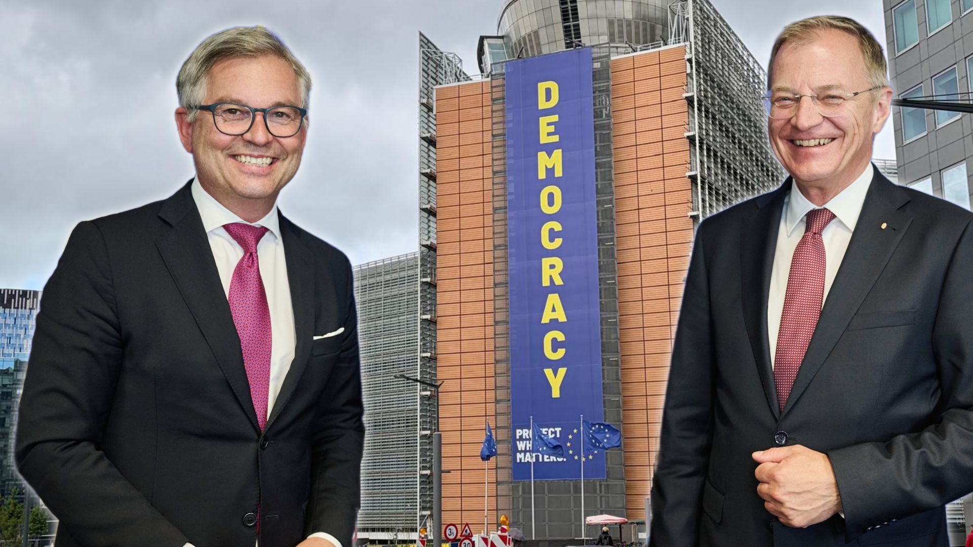 Gaben sich in Brüssel betont einmütig: Kommissar Brunner (li.) und LH Stelzer.