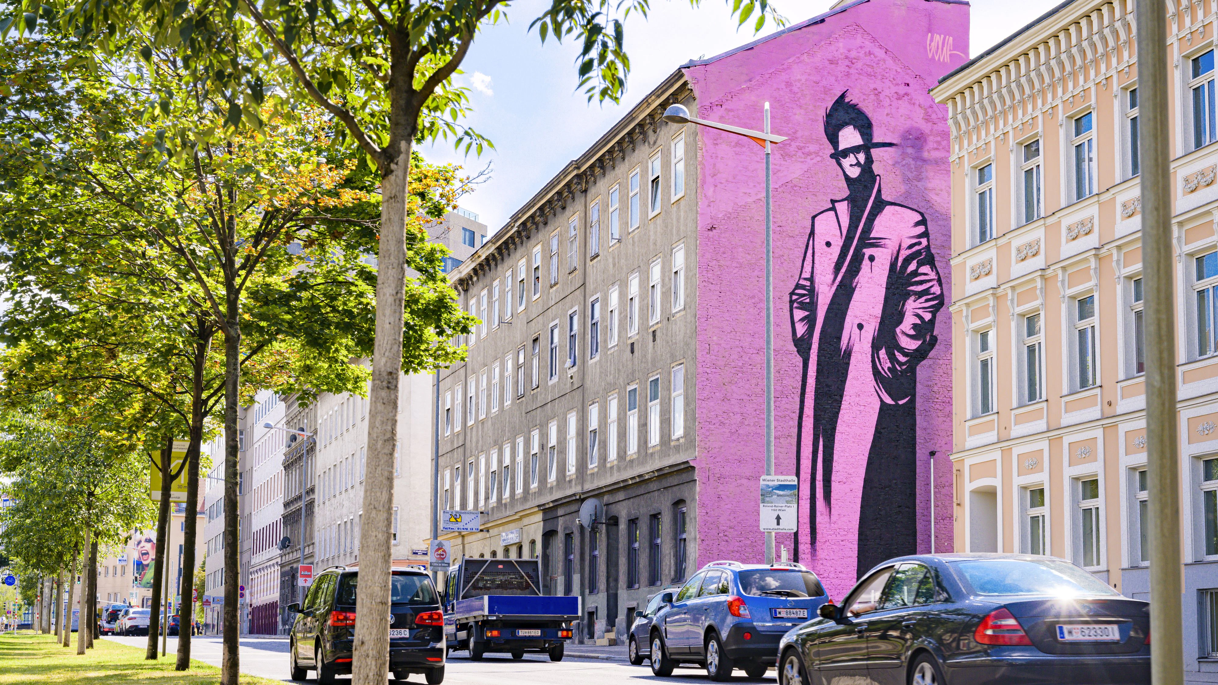 Der österreichische Street Artist und bildende Künstler GOLIF hat ein neues großformatiges Werk am Hernalser Gürtel 15 geschaffen. Wien, 15.07.2019