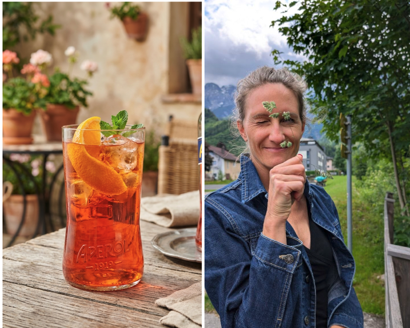 Sandra Fercher kreiert Aperolgläser aus leeren Flaschen.