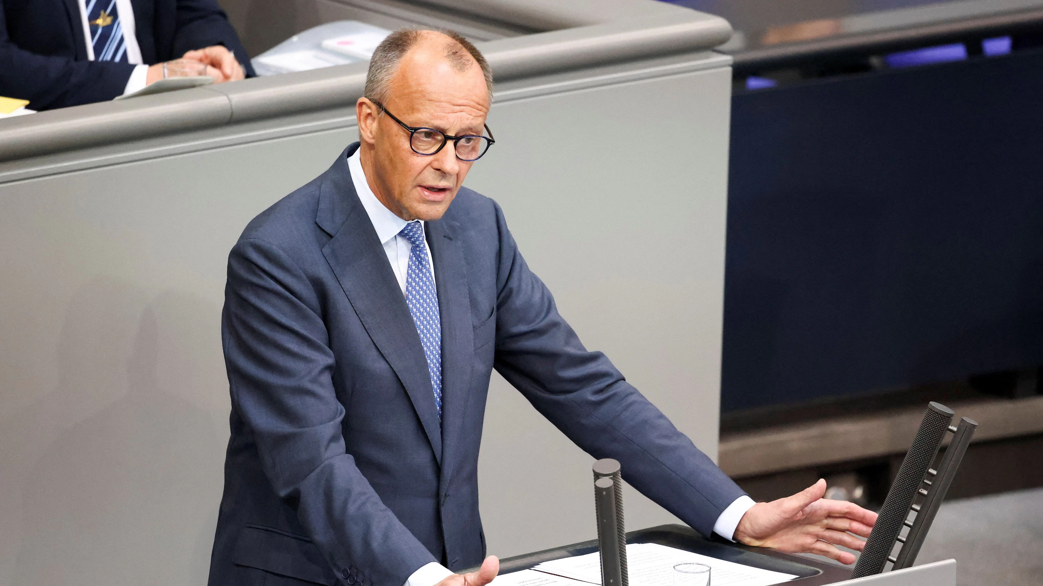 German Chancellor Friedrich Merz delivers a speech during a session of Germany's lower house of parliament, the Bundestag, in Berlin, Germany June 11, 2026. REUTERS/Nadja Wohlleben