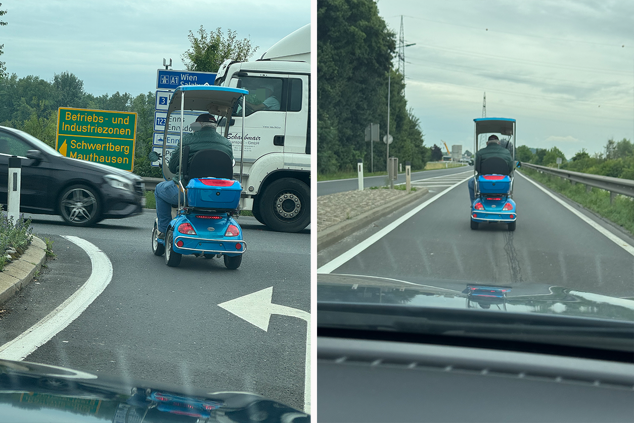 Das ungewöhnliche Gefährt sorgte für Stirnrunzeln.