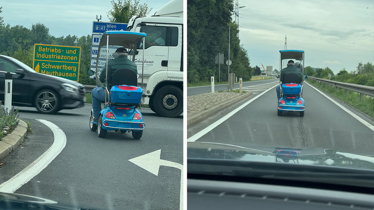 Das ungewöhnliche Gefährt sorgte für Stirnrunzeln.
