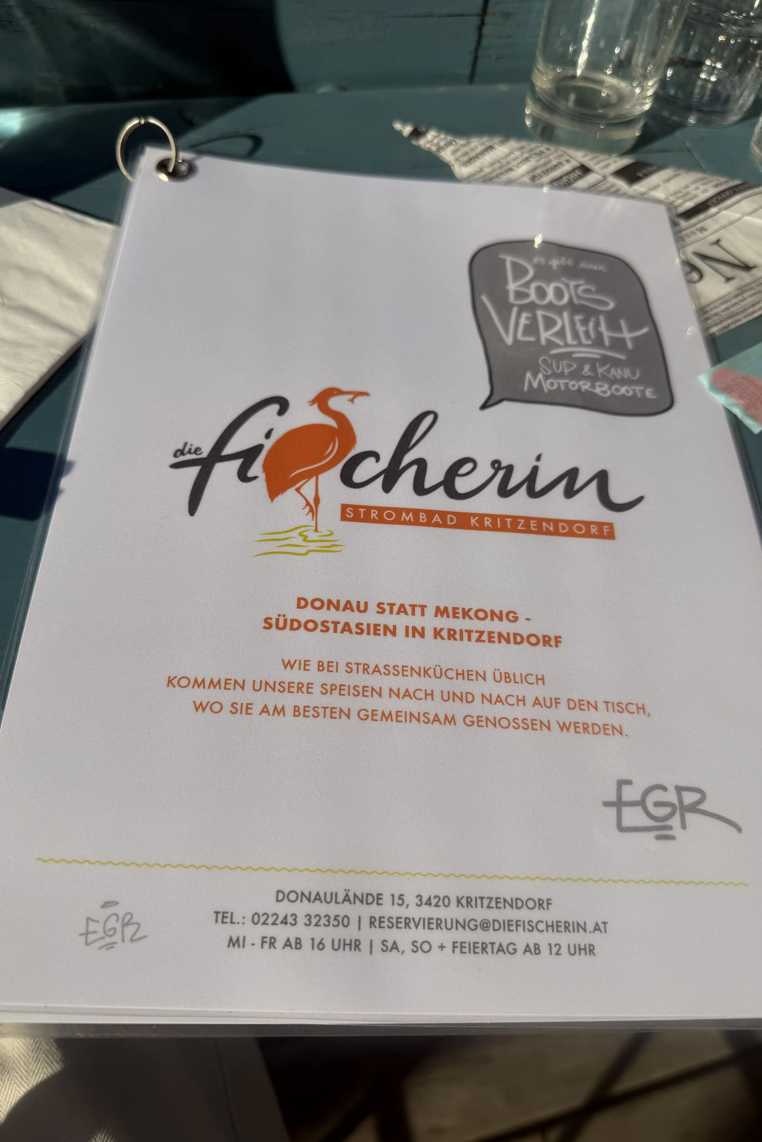 Damit man weiß, wo man ist, steht das Credo der "Fischerin" ganz vorn auf der Speisekarte