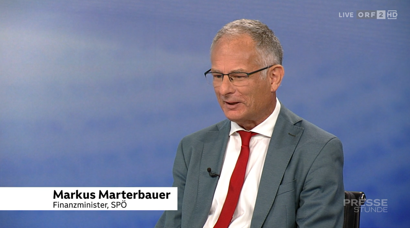 Finanzminister Markus Marterbauer (SPÖ) am Sonntag in der ORF-Pressestunde.