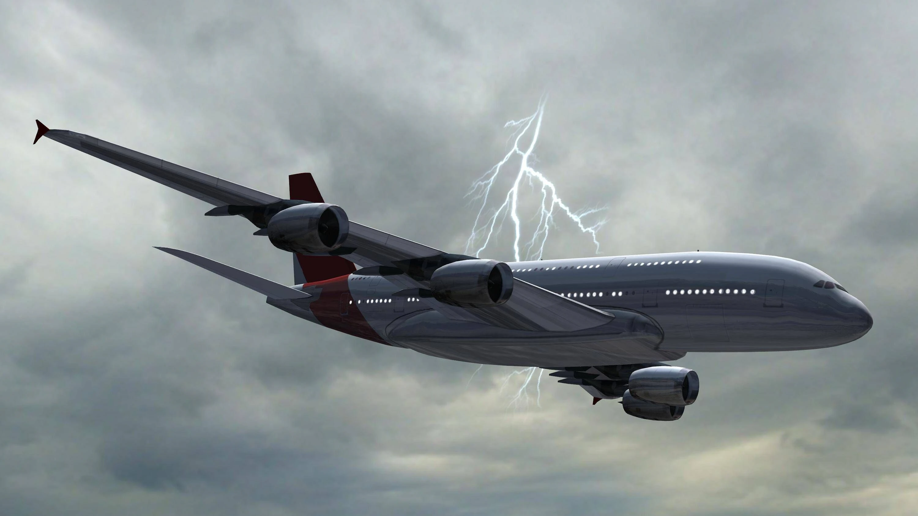 Modernes Passagierflugzeug im Flug bei Gewitter PUBLICATIONxINxGERxSUIxAUTxONLY Copyright: xBestgreenscreenx Panthermedia14786265  