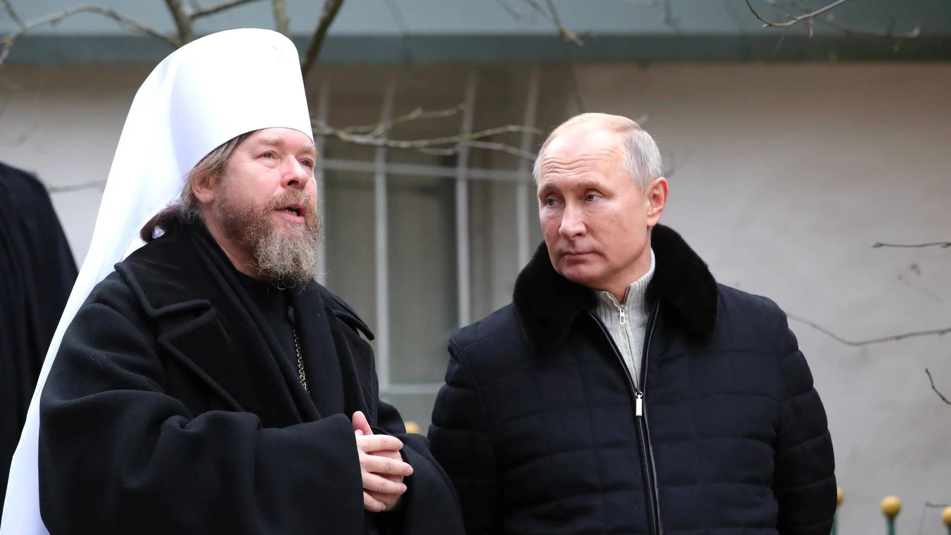 November 18, 2018. - Russia, Pskov region, Pechory. - Russian President Vladimir Putin during his visit to the Pskov-Caves Monastery. Left: Metropolitan Tikhon of Pskov and Porkhov. KremlinxPool PUBLICATIONxINxGERxSUIxAUTxHUNxONLY  