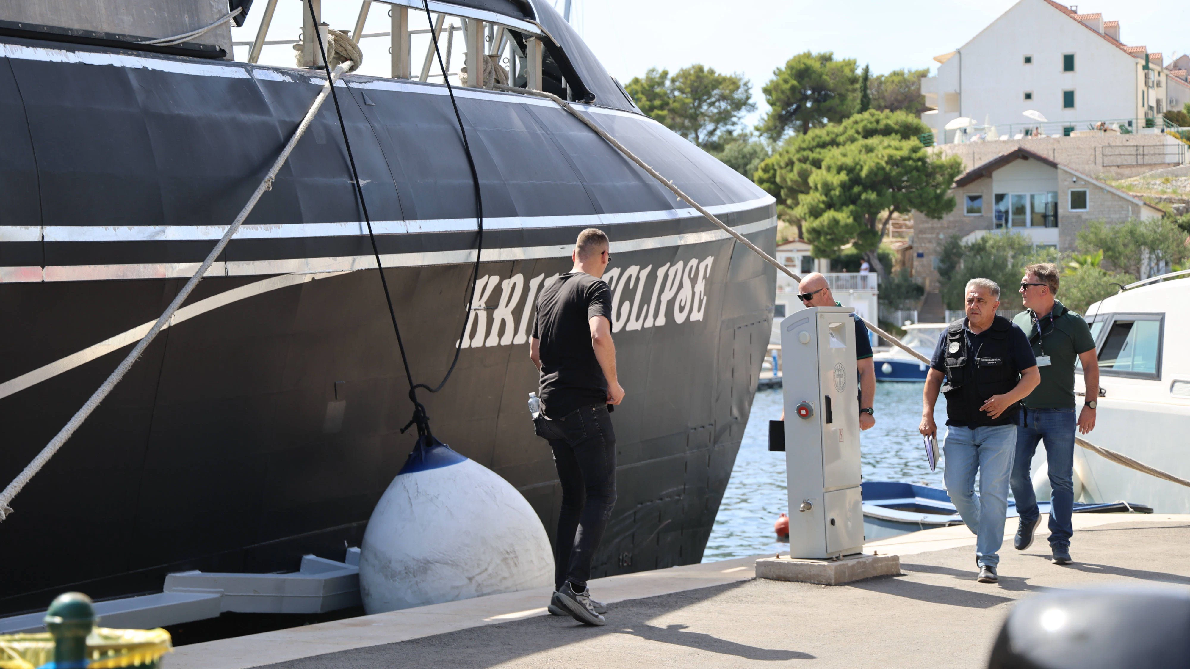 Police investigation in Milna following deadly maritime accident in the Split Channel Police investigators conduct an inspection of a vessel in Milna, near Split, Croatia, on June 14, 2026, following a maritime accident that happened earlier today in the Split Channel between the islands of Brac and Solta. According to the Ministry of the Sea, Transport and Infrastructure, a passenger catamaran collided with a French-flagged sailing yacht, which subsequently sank. Eight people were aboard the yacht three died, one remains missing, and four survivors were rescued and transported to Split University Hospital Centre, where they were reported to be out of life-threatening danger. PUBLICATIONxNOTxINxFRAxCROxBIHxSRBxMNExSLO IvoxCagalj/PIXSELL