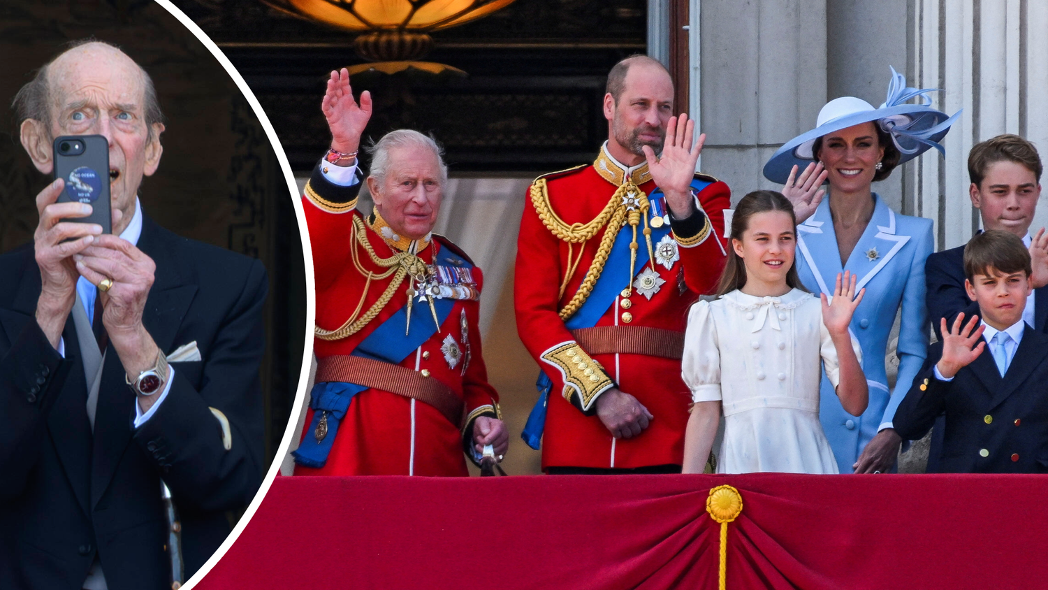 Während die restlichen Royals vorbildlich vom Balkon winkten, zückte der Herzog von Kent sein Handy.