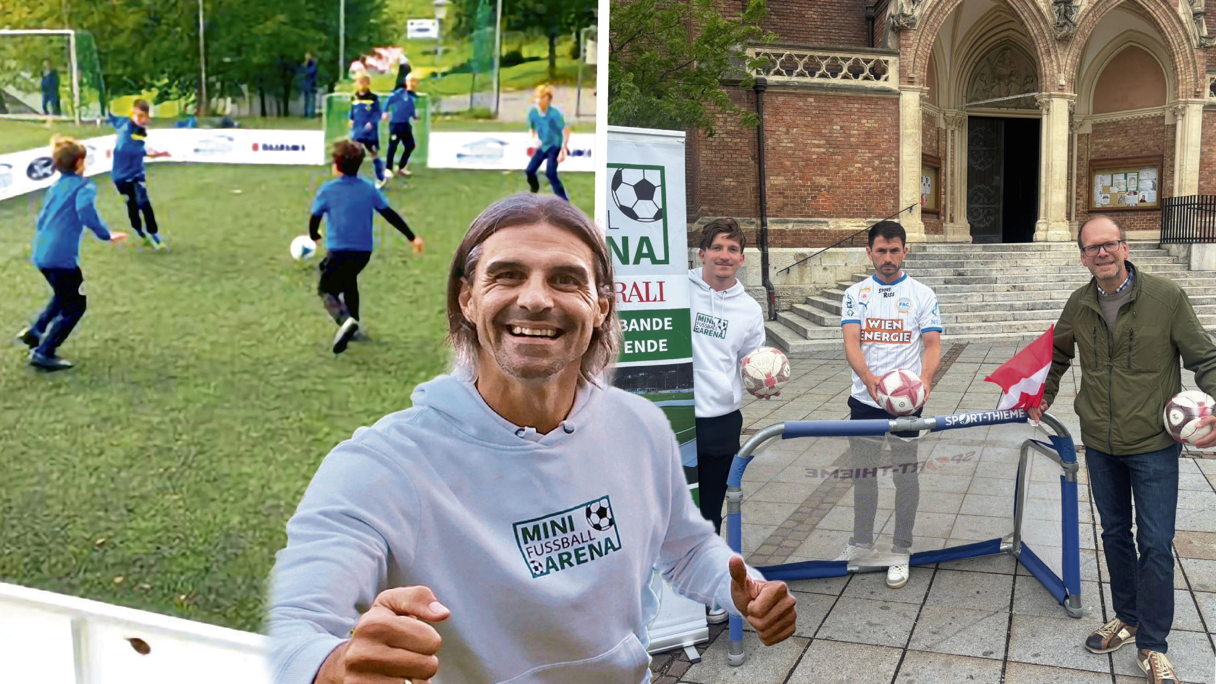 Rudolfsheim-Fünhaus-Bezirksvorsteher Dietmar Baurecht am Kardinal-Rauscher-Platz in WIen. Hier steigt mit Paul Scharner die Fußball-MIni-WM.