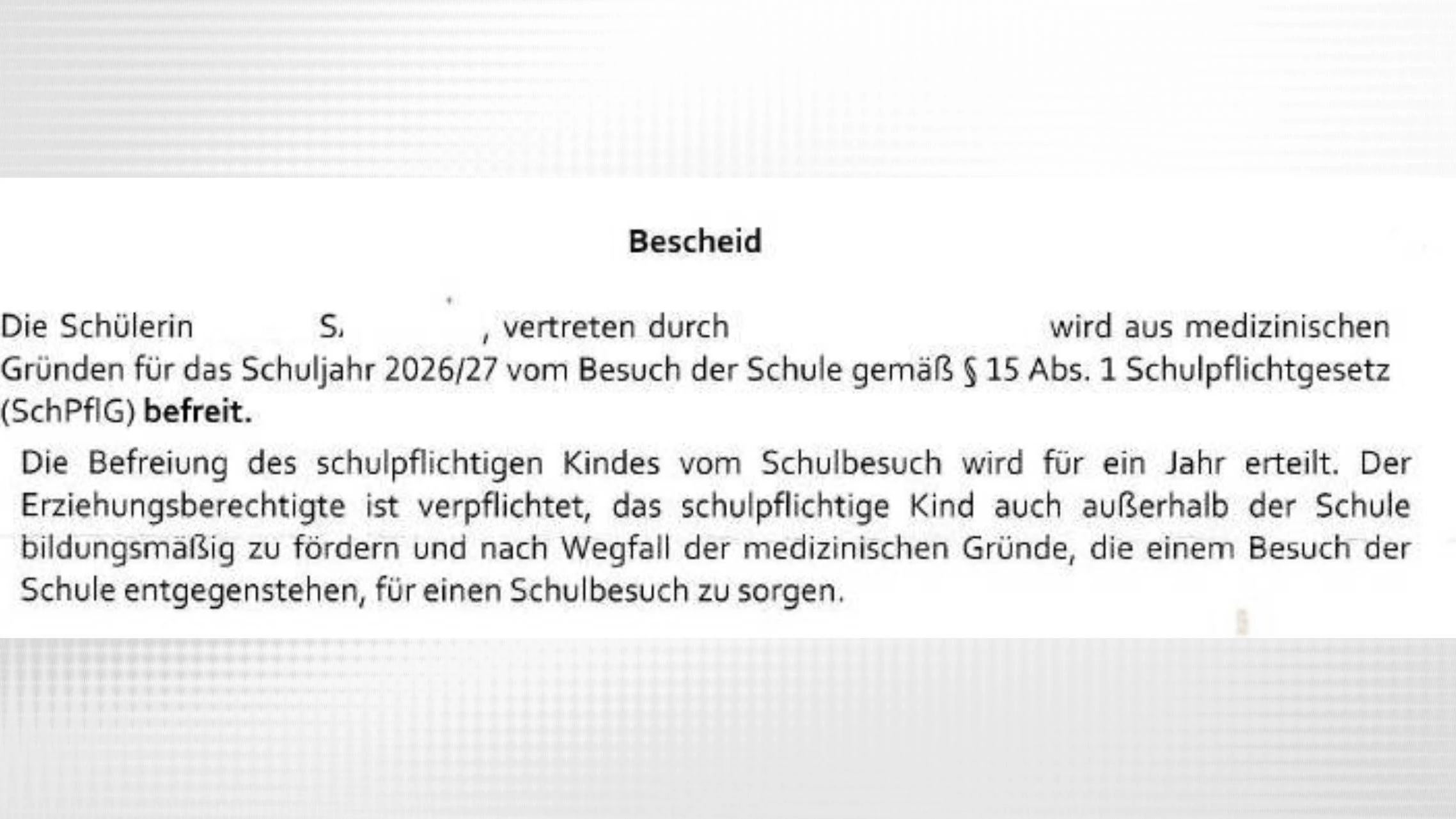 Die Bildungsdirektion befreite Lena zwar vom Schulbesuch, aber nicht von der Schulpflicht.