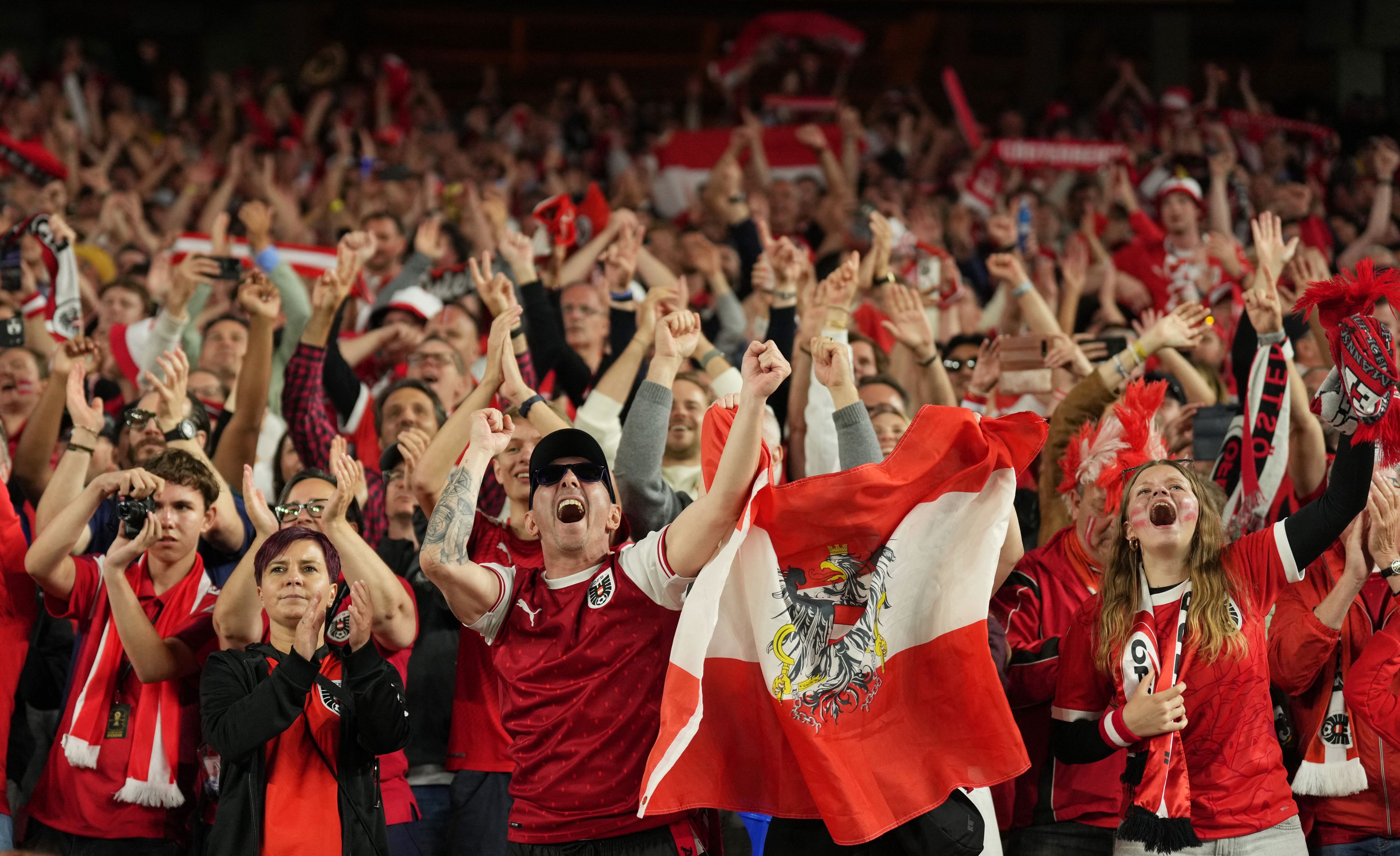 Die ÖFB-Fans in San Francisco jubelten über einen 3:1-Auftaktsieg gegen Jordanien.