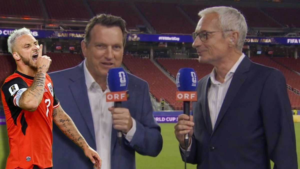 Andreas Herzog richtete Toni Polster im ORF lachend einen Gruß aus. 