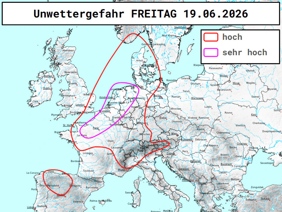 Unwettergefahr am Freitag