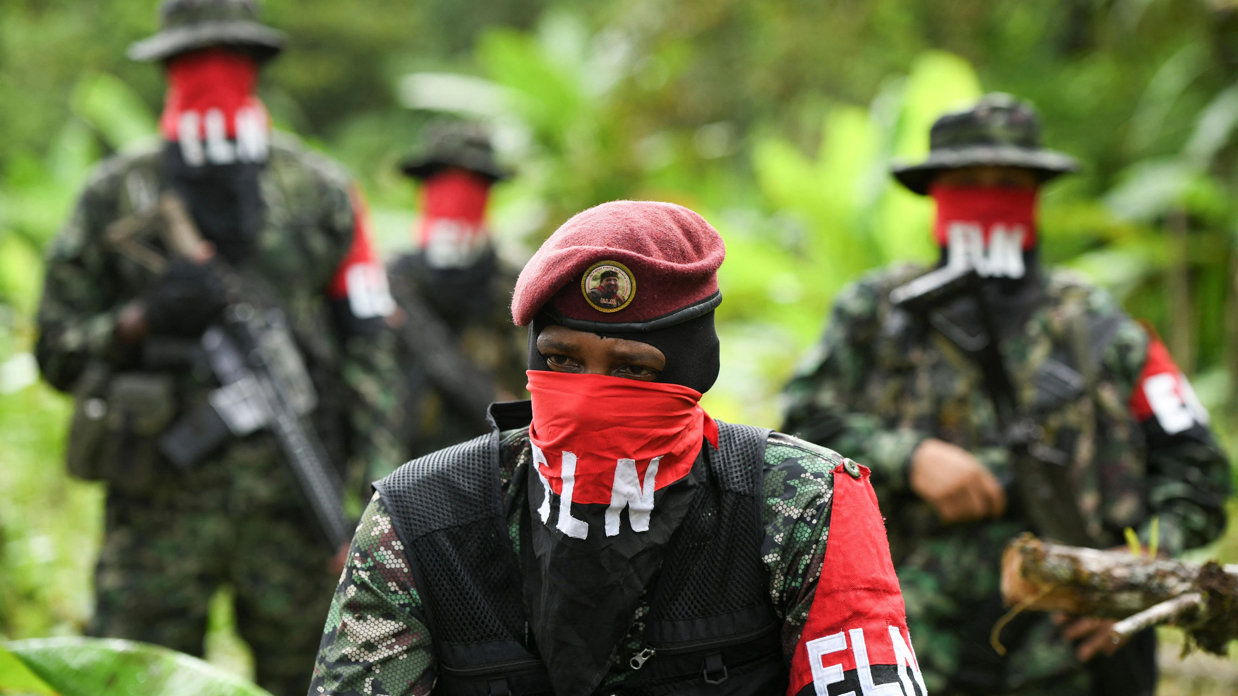 A commander of the Western War Front of Colombia's National Liberation Army (ELN), who uses the nom de guerre "Yerson," talks to Reuters, in the Choco department, Colombia, June 12, 2026. REUTERS/Jair Coll