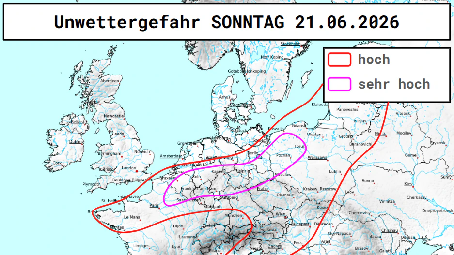 Unwettergefahr am Sonntag