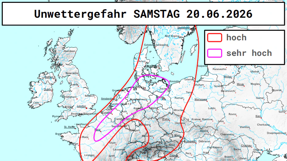 Unwettergefahr am Samstag