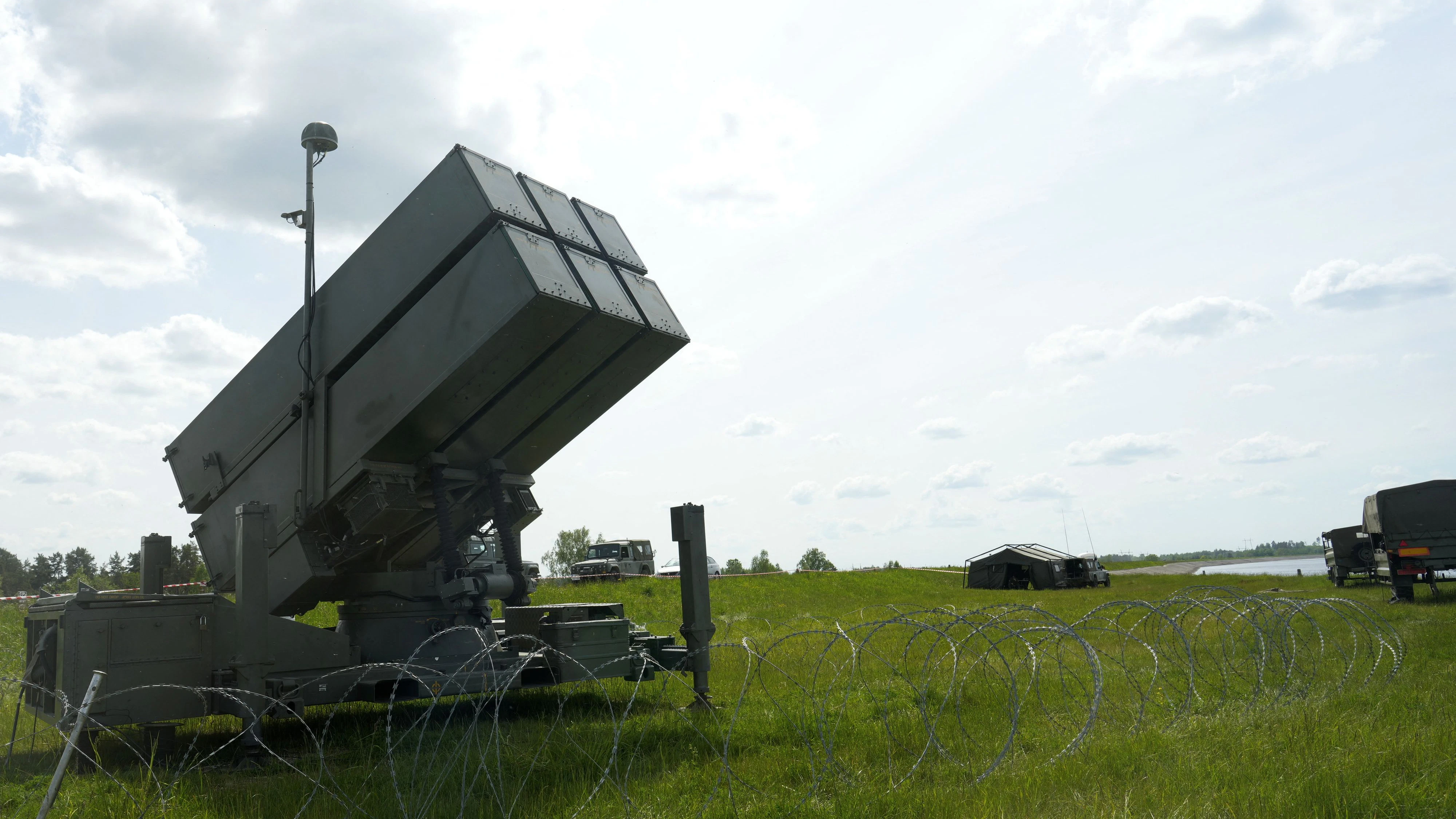 A view of Spanish NASAMS air defence system, during "Latvian Shield 2025" military exercise on the bank of Riga hydroelectric power plant's water reservoir, near Salaspils, Latvia May 28, 2025. REUTERS/Ints Kalnins