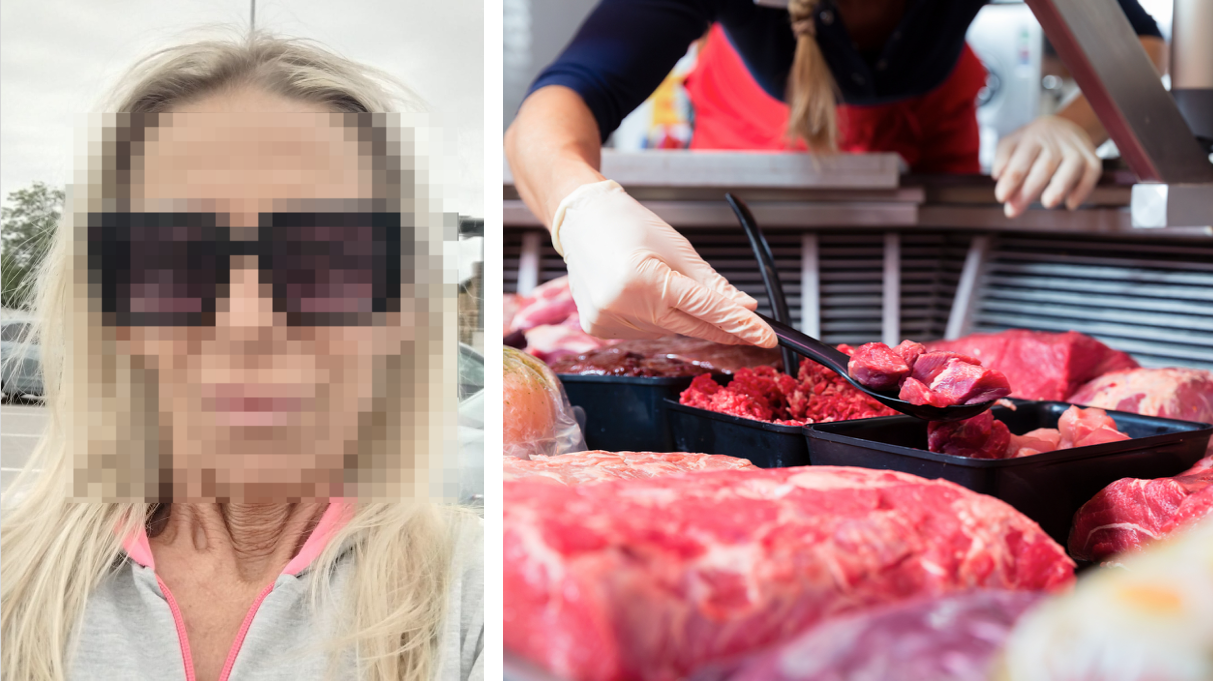Die muslimische Kundin bekam eine Schaufel Fleisch, die zuvor im Schweine-Faschierten steckte.