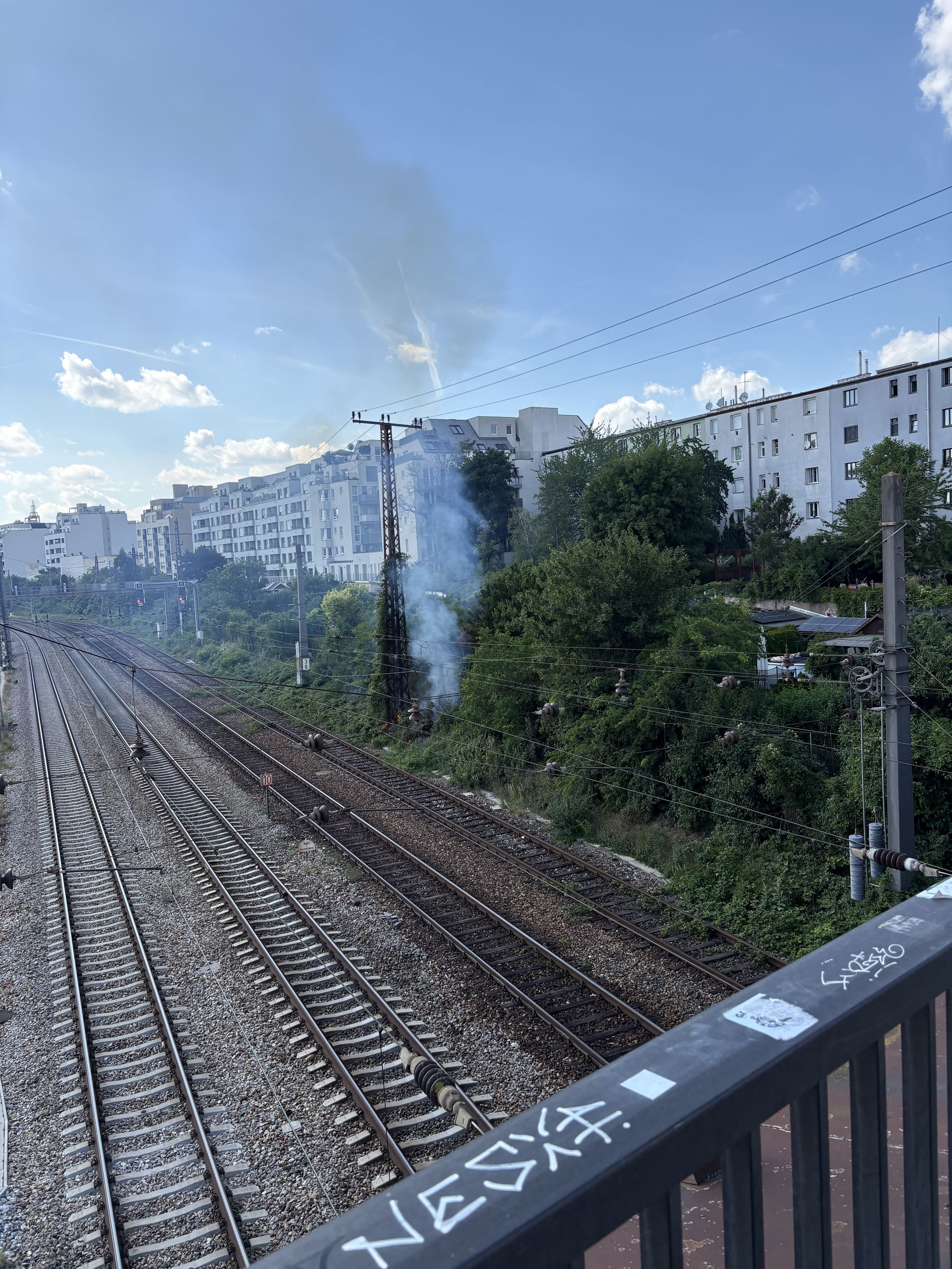 Neben den Bahngleisen in Penzing kam es am Donnerstag zu einem Flurbrand.