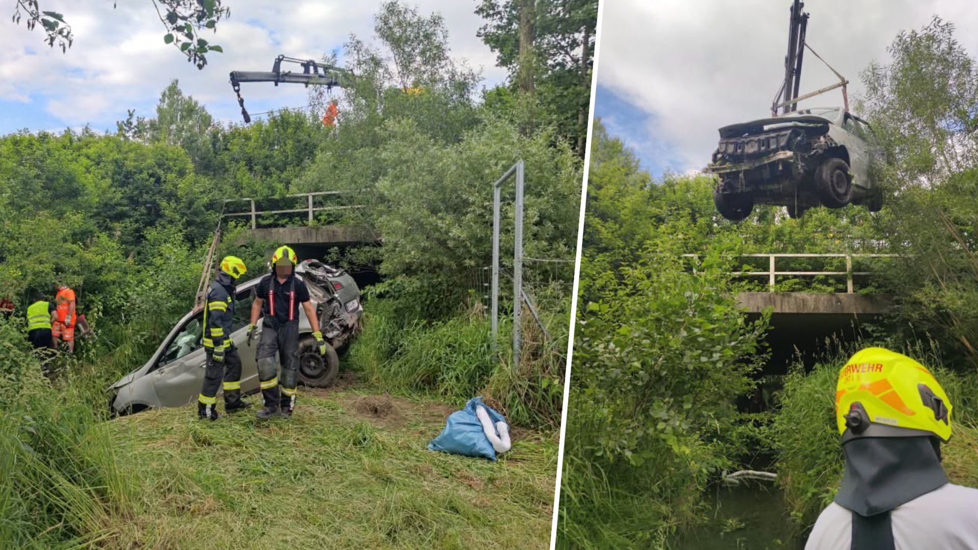 Der Pkw krachte am Mittwoch in den Bach.