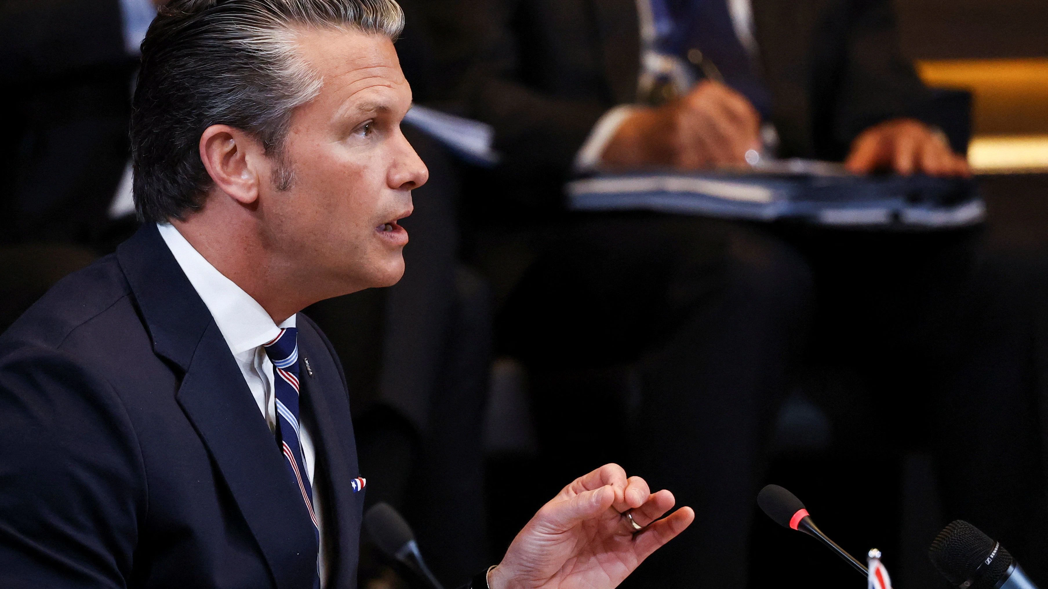 U.S. Secretary of Defense Pete Hegseth attends a meeting of the North Atlantic Council (NAC) during the NATO Defence Ministers' meeting at the alliance's headquarters in Brussels, Belgium, June 18, 2026. REUTERS/Stoyan Nenov  
