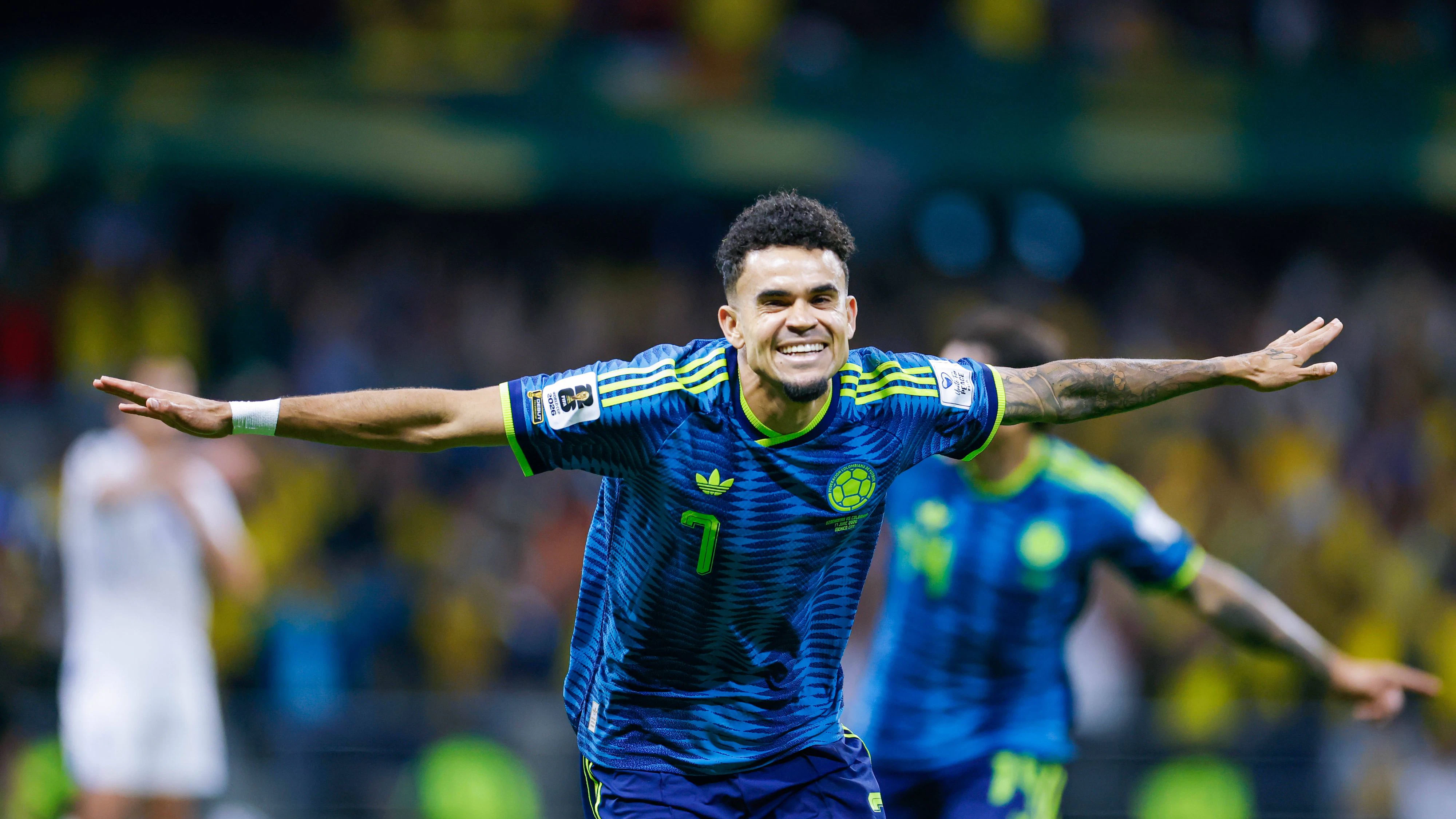 FIFA World Cup, WM, Weltmeisterschaft, Fussball 2026 UZBEKISTAN VS COLOMBIA FIFA WORLD CUP 2026 UZBEKISTAN VS COLOMBIA UZBEKISTAN VS COLOMBIA 17062026 CIUDAD DE MEXICO, MEXICO. Action photo of Luis Diaz 7 of Colombia, celebrating a goal during Round 1 Group K game of the FIFA World Cup 2026, held at the Estadio Ciudad de Mexico at Mexico City/. Foto de accion de Luis Diaz 7de Colombia, celebrando un gol durante juego de Ronda 1 del Grupo K de la Copa del Mundo 2026 de la FIFA, celebrado en el Estadio Ciudad de Mexico de la Ciudad de MÃ xico. PHOTO BY IMAGENSHOP AGENCIA FOTOGRAFICA MEXICO CITY MEXICO CITY MEXICO *** FIFA WORLD CUP 2026 UZBEKISTAN VS COLOMBIA FIFA WORLD CUP 2026 UZBEKISTAN VS COLOMBIA UZBEKISTAN VS COLOMBIA 06/17/2026 MEXICO CITY, MEXICO Action photo of Luis Diaz 7 of Colombia, celebrating a goal during a Round 1 Group K match of the 2026 FIFA World Cup, held at the Estadio Ciudad de Mexico in Mexico City Action photo of Luis Diaz 7 of Colombia, celebrating a goal during a Round 1 Group K match of the 2026 FIFA World Cup, held at the Estadio Ciudad de Mexico in Mexico City PHOTO BY IMAGENSHOP PHOTO AGENCY MEXICO CITY MEXICO CITY MEXICO,detected_source_language Copyright: xJorgexReyesx