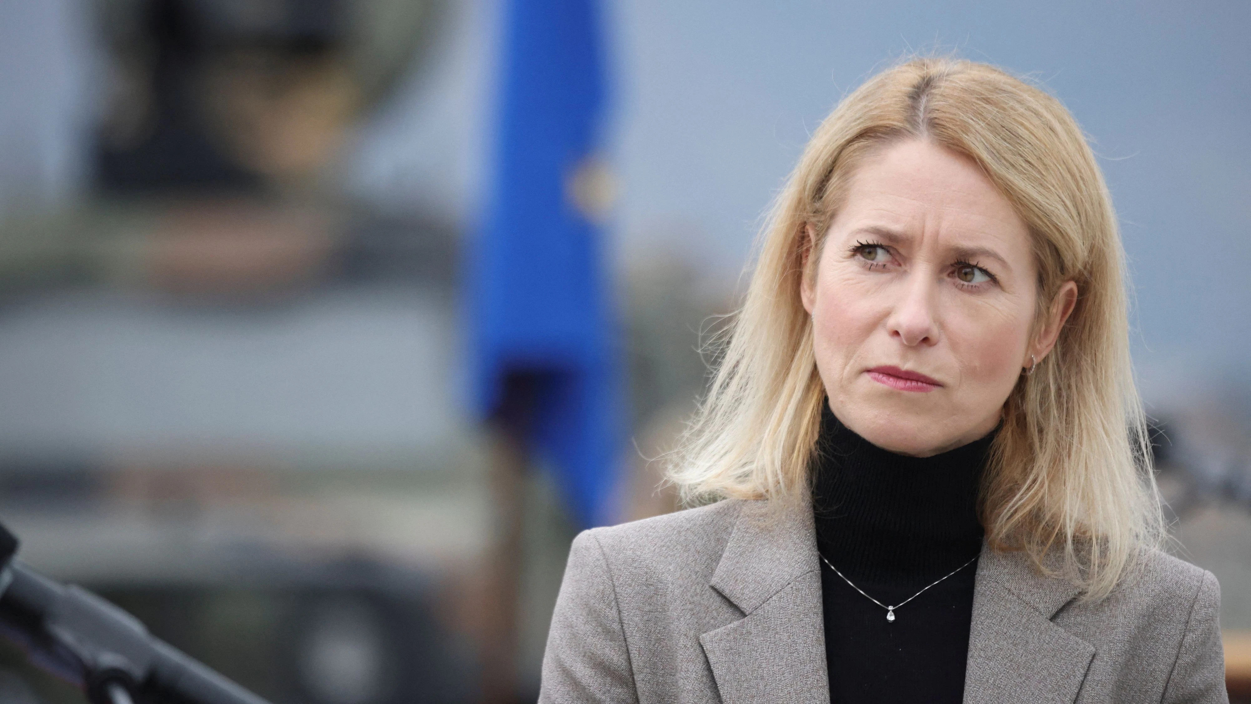 EU High Representative for Foreign Affairs and Security Policy and Vice-President of the European Commission Kaja Kallas addresses soldiers during a visit to the EUFOR Base (European Union Forces in Bosnia and Herzegovina) in Sarajevo, Bosnia and Herzegovina, November 3, 2025. REUTERS/Amel Emric