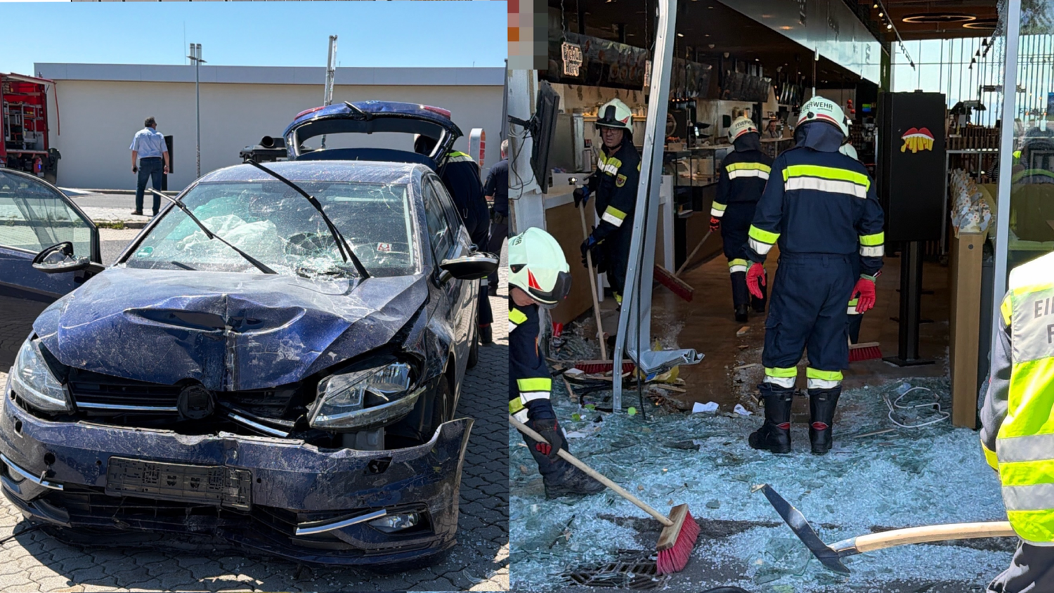 Das Auto krachte in den Kassenbereich. 
