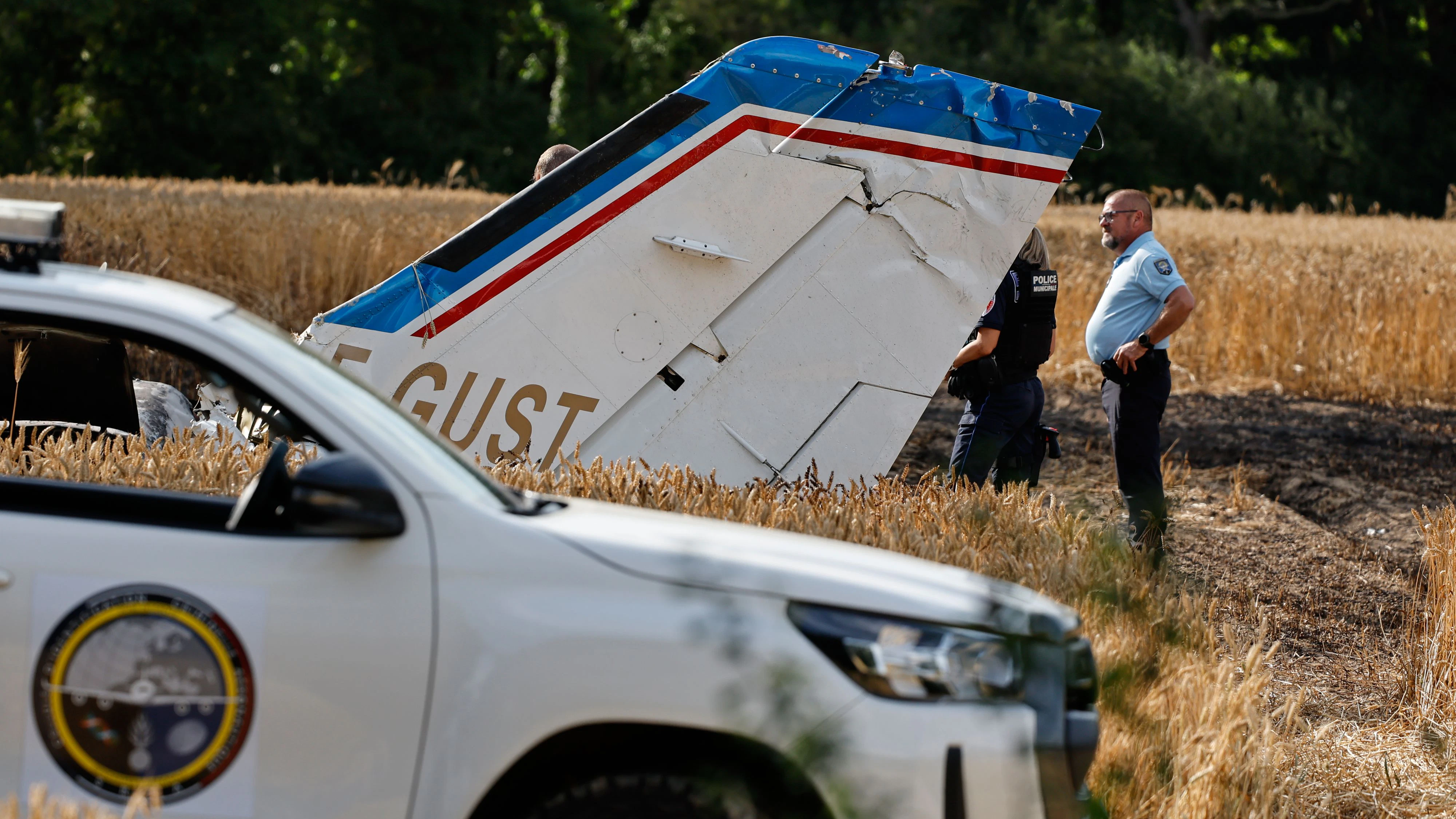Forensic technicians examine the wreckage of the Cessna 421 piloted by Ubisoft co-founder Claude Guillemot, who was killed when the aircraft crashed while approaching La Baule-Escoublac airfield Friday evening, in La Baule, western France, Saturday, June 20, 2026. (AP Photo/Jeremia Gonzalez)