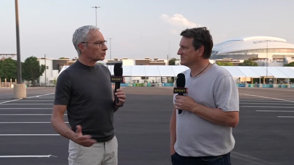 Rainer Pariasek und Andreas Herzog beim schmähführen. 