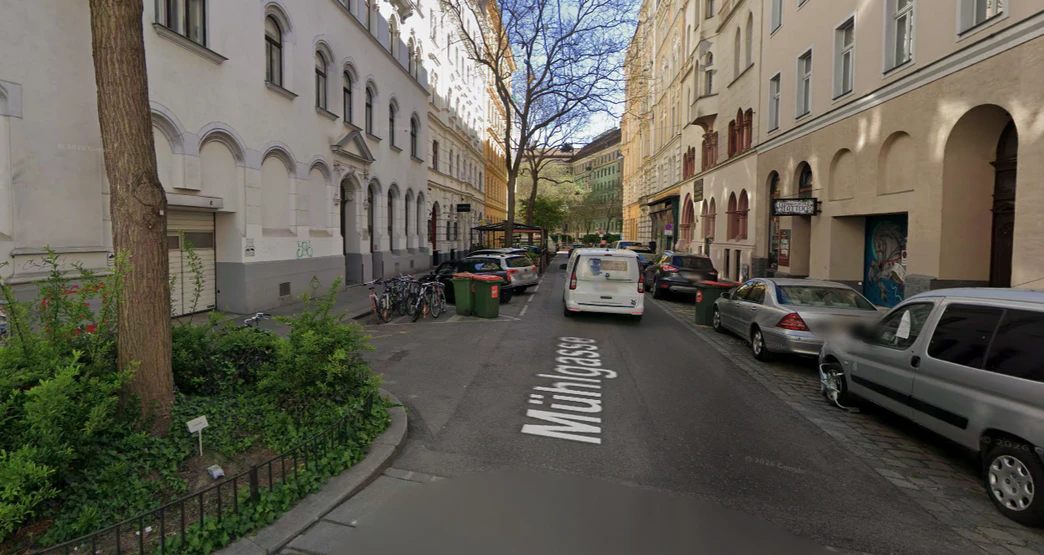 Die Mühlgasse in Wien-Wieden soll zwischen Preß- und Schikanedergasse zu einer Fußgängerzone umgebaut werden.