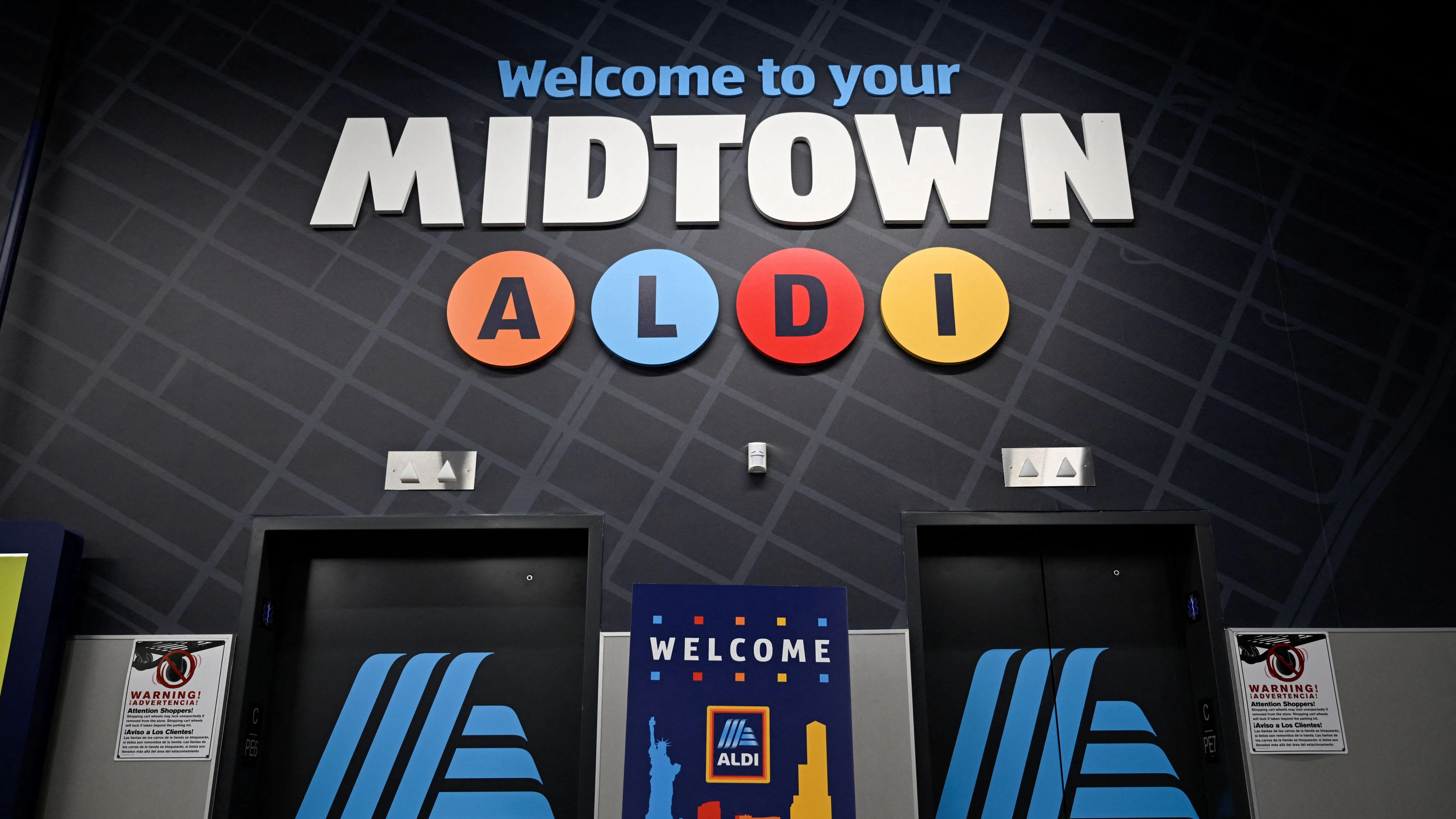 Signage on display in an Aldi grocery store in New York City, U.S. June 17, 2026.    REUTERS/Vincent Alban 