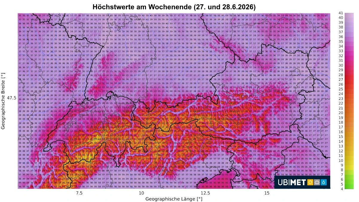 Die Höchstwerte am Wochenende