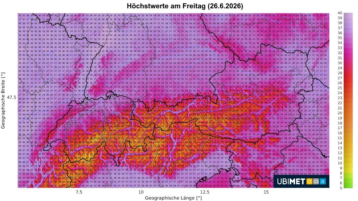 Höchstwerte am Freitag