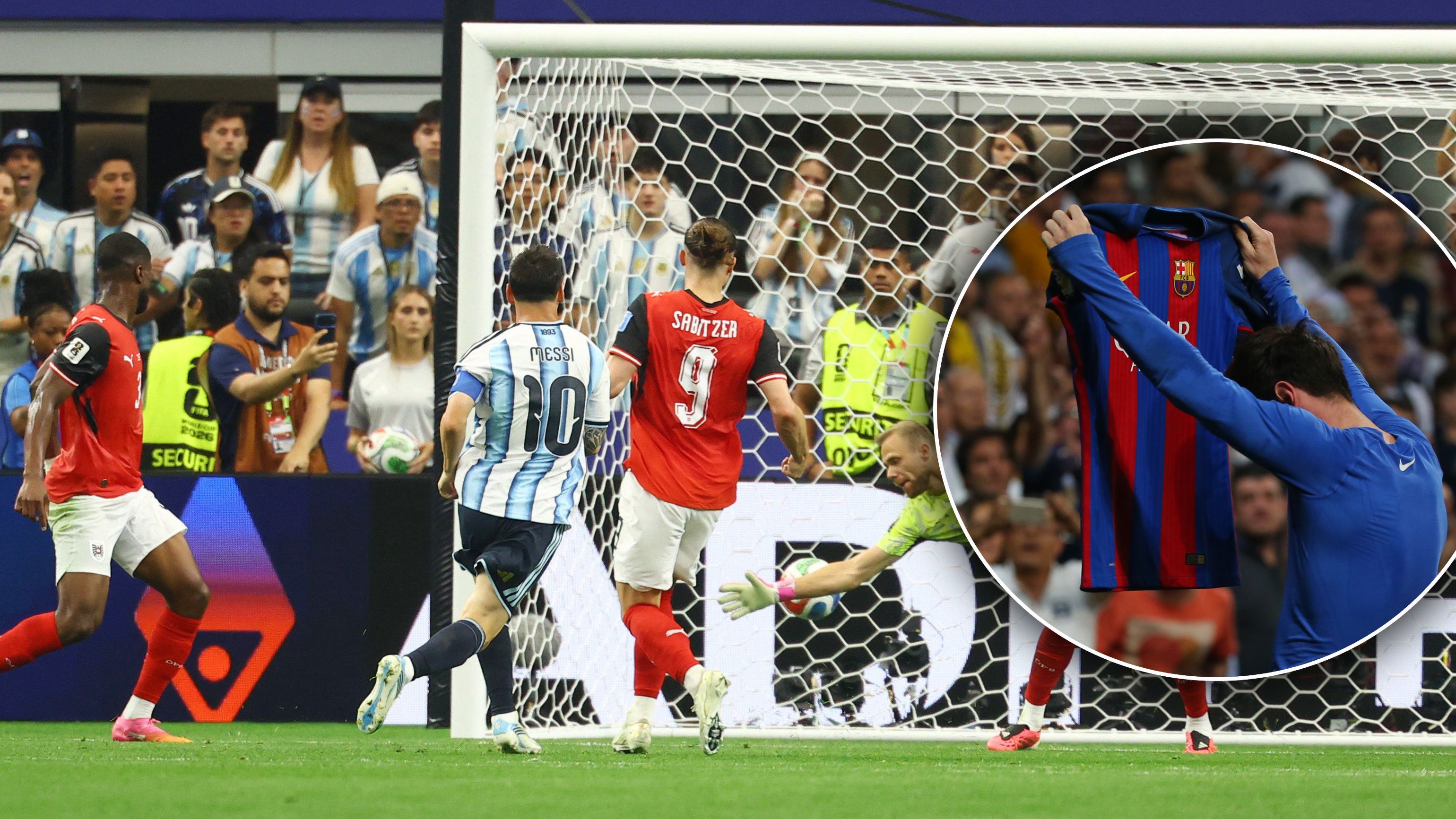 Nach einem frühen verschossenen Elfmeter brach Messi den Bann und bezwang Alexander Schlager im ÖFB-Tor – mit einem Treffer, der an ein legendäres El-Clasico-Tor erinnert.