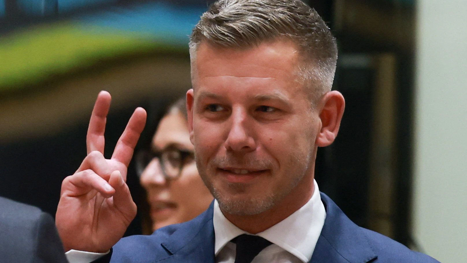 Hungarian Prime Minister Peter Magyar gestures during a summit in Brussels, Belgium, June 18, 2026. REUTERS/Yves Herman 