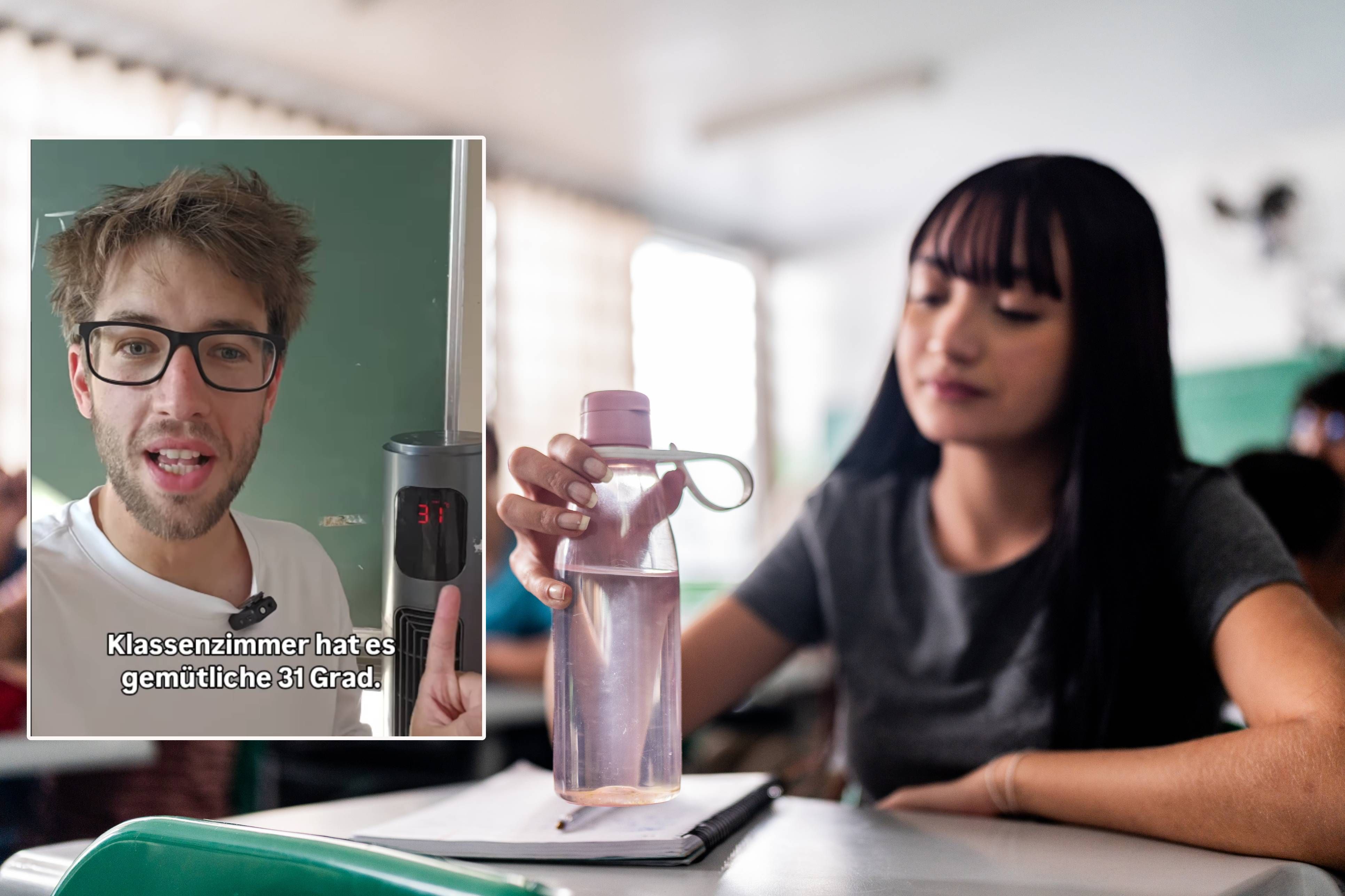 Lehrer Felix Stadler kritisiert fehlende Beschattungsmaßnahmen an Schulen.
