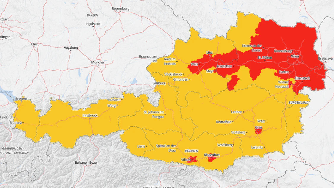 Wetter-Warnungen für Österreich