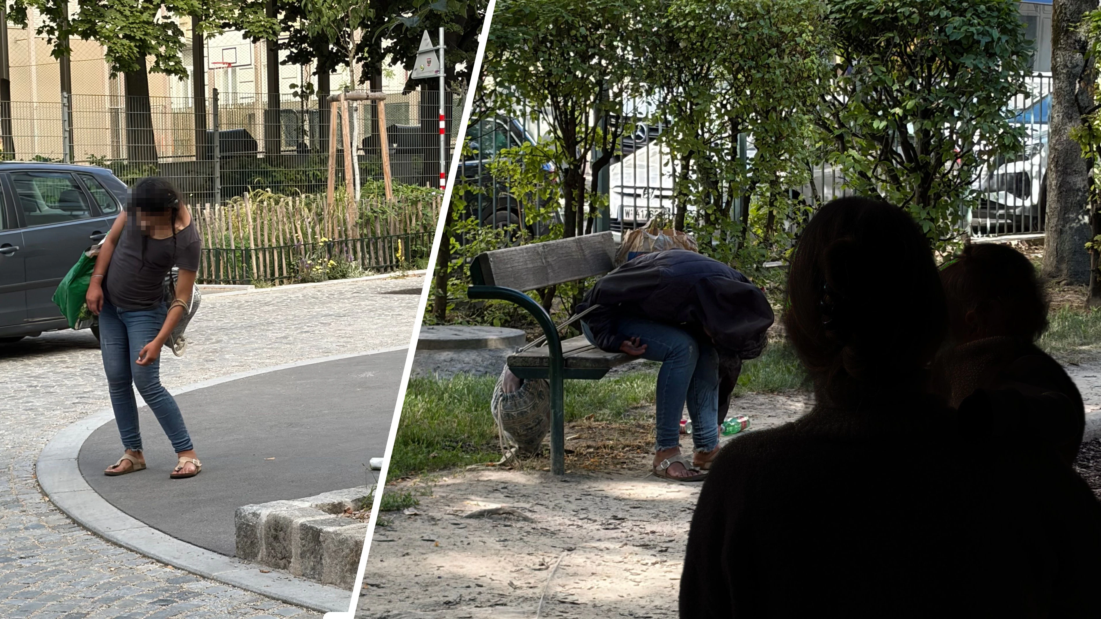 Wiener Mutter klagt: Stark beeinträchtigte Drogensüchtige würden sich am helllichten Tag vor und neben der Volksschule, dem Spielplatz sowie dem Kindergarten herumtreiben.