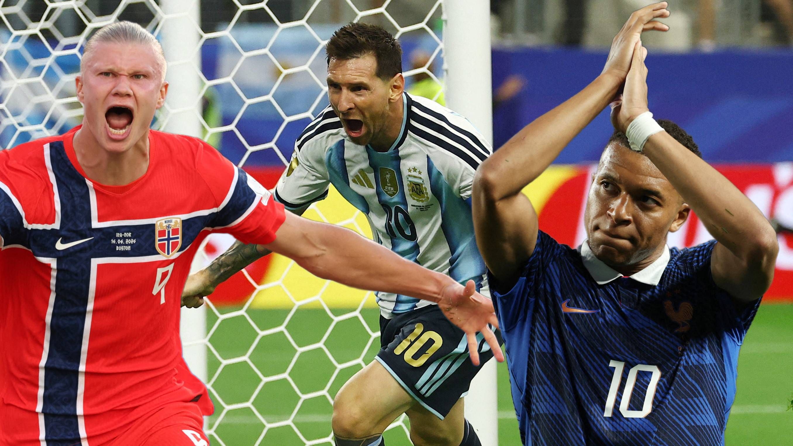 Erling Haaland, Lionel Messi, Kylian Mbappe